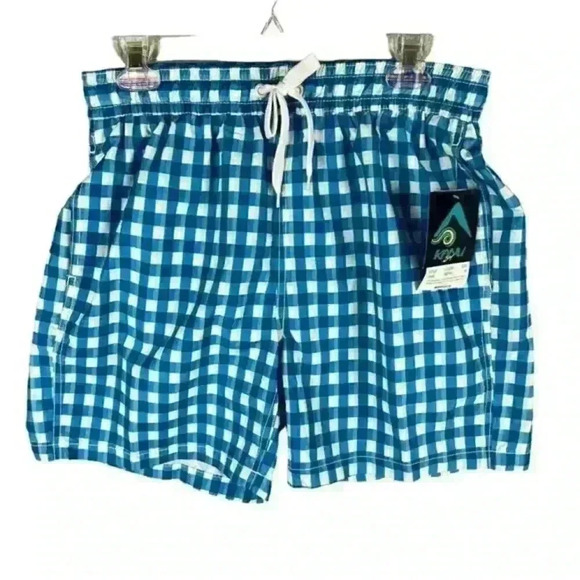 𝅺new NWT Kanu Surf Men's Swim Trunks‎ Blue Checkered Size Medium - Picture 1 of 8